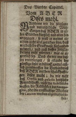 Das Vierdte Capittel. Vom Aber Dises mahl.