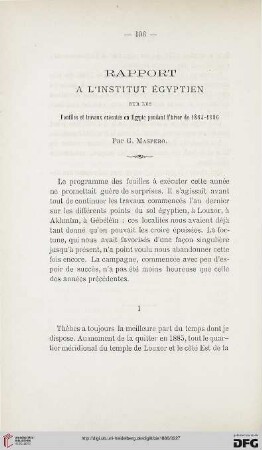 2.Ser.7.1886: Rapport à l'institut Ègyptien sur les fouilles et travaux exécutés en Égypte pendant l'hiver de 1885-1886