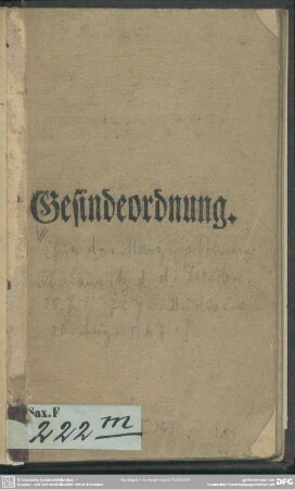 Gesindeordnung : [Für das Marggrafthum Oberlausitz]; [Wir Xaverius, von Gottes Gnaden, Königlicher Printz in Pohlen und Litthauen, [et]c. Herzog zu Sachsen ...]