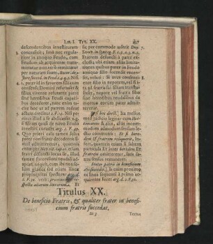 Titulus XX. De beneficio Fratris, & qualiter frater in beneficium fratris succedat.