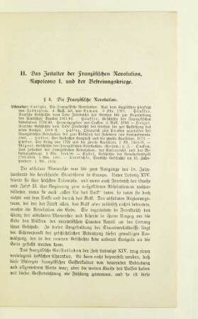 II. Das Zeitalter der Französischen Revolution, Napoleons I. und der Befreiungskriege