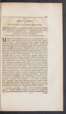 IIII. Literae eucharisticae ad Inclutam Academiam Ienensem