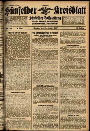 Erste Ausgabe vom Montag, den 18. Oktober 1937.