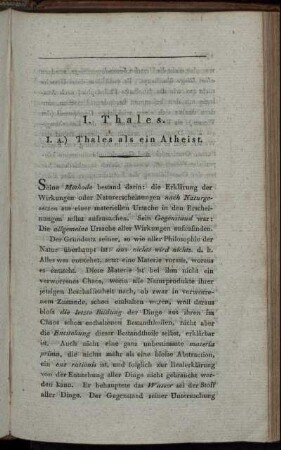 I. Thales. - IX. Sophisten.