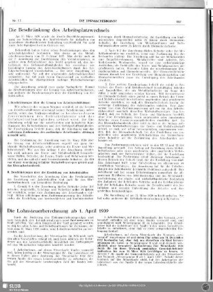 Die Lohnsteuerberechnung ab 1. April 1939