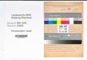 Entnazifizierung Josef Frimmersdorf, geb. 08.06.1890 (Bankangest.)