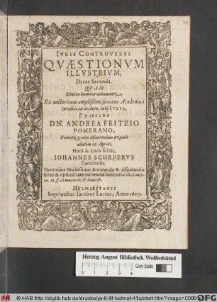 Iuris Controversi Quaestionum Illustrium, Decas Secunda