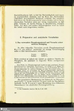 II. Präparative und analytische Vorarbeiten