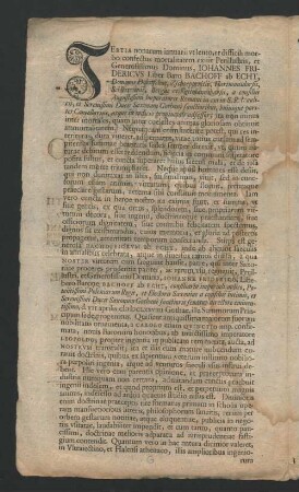 [Orationem Qva Perillvstri Et Generosissimo Domino Ioh. Friderico Libero Baroni Bachoff Ab Echt Domino Dobitschae Zschoepperitii Hartmansdorfii ...]