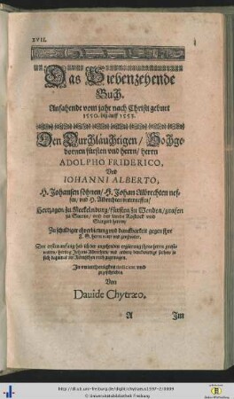 Das Siebenzehende Buch.