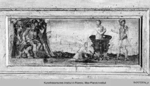 Hauptaltar : Rahmen und Predella : Martyrium eines Heiligen