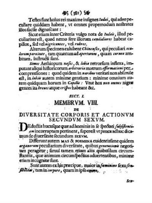 Membrvm VIII. De Diversitate Corporis Et Actionvm Secvndvm Sexvm.