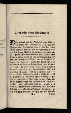 3-14, Ceremonien beym Endschwoeren; ...
