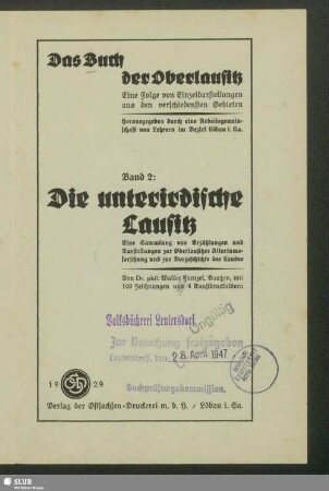 Die unterirdische Lausitz : eine Sammlung von Erzählungen und Darstellungen zur Oberlausitzer Altertumsforschung und zur Vorgeschichte des Landes