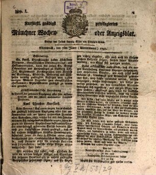 Kurfürstlich gnädigst privilegirte Münchner-Zeitung. 1795