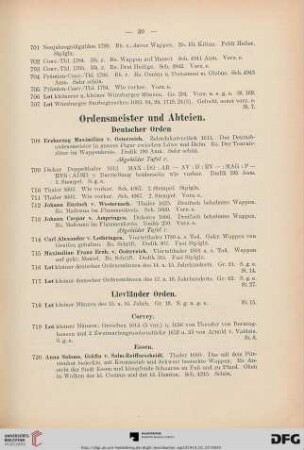 Ordensmeister und Abteien (Nr. 708-728)