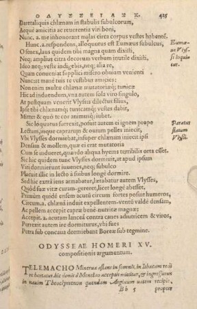 Odysseae Homeri XV. compositionis agumentum.