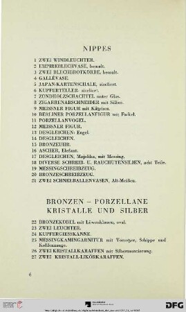 Bronzen – Porzellane – Kristalle und Silber (Nr. 22-107)