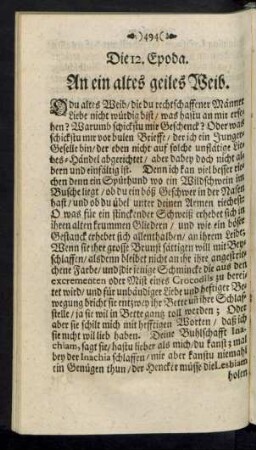 Die 12. Epoda. An ein altes geiles Weib