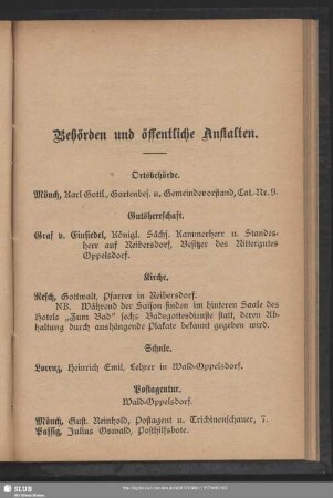 Behördenverzeichnis : Behörden und öffentliche Anstalten