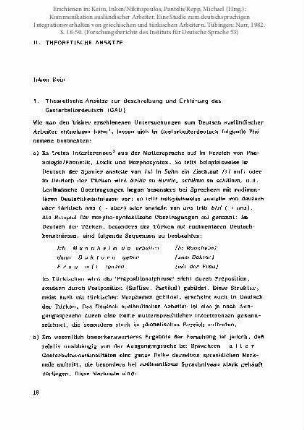Theoretische Ansätze zur Beschreibung und Erklärung des Gastarbeiterdeutsch (GAD)