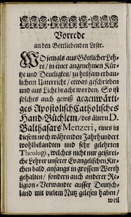 Vorrede an den Gottliebenden Leser.