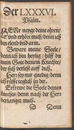Der LXXXVI. Psalm.