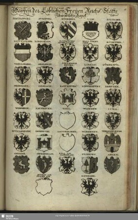 Wappen der Löblichen Freyen Reichs-Stätte. Schwäbische Banck
