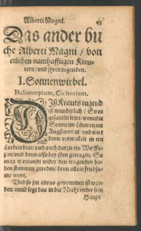 Das ander buche Alberti Magni/ von etlichen namhafftigen Kreuttern/ und ihren tugenden.