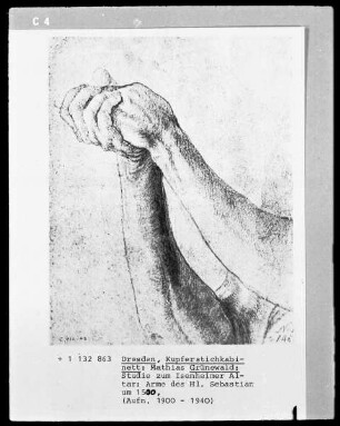Studien zum Oberkörper des heiligen Sebastian — Unterarme, Folio recto
