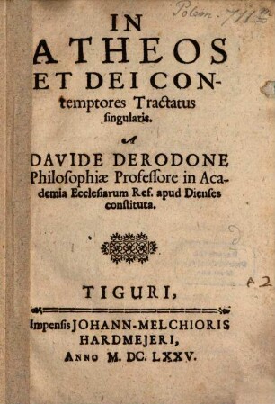 In atheos et dei contemptores tractatus singularis