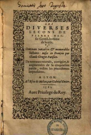 Les diverses leçons ... : Contenans variables & memorables histoires