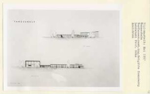 Tanzschule, Berlin-Tiergarten (Diplomarbeit bei Karl Wilhelm Ochs): Ansichten von Süden und Osten 1:200
