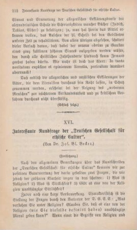 212-224 Interessante Rundfrage der "Deutschen Gesellschaft für ethische Cultur" : II.