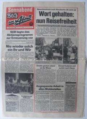 Ost-Berliner Tageszeitung "BZ am Abend" zur Lage in Berlin nach der Öffnung der "Mauer"
