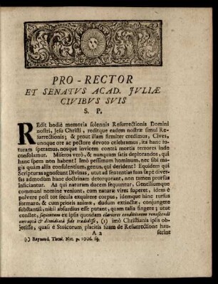 Pro-Rector Et Senatus Acad. Juliae Civibus Suis