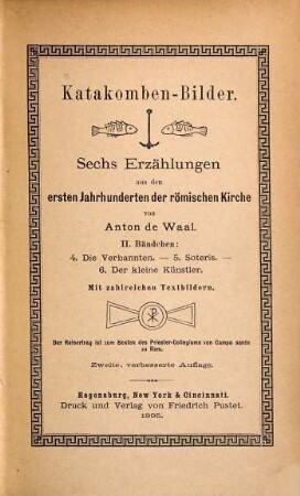 Katakomben-Bilder : sechs Erzählungen aus den ersten Jahrhunderten der römischen Kirche, II