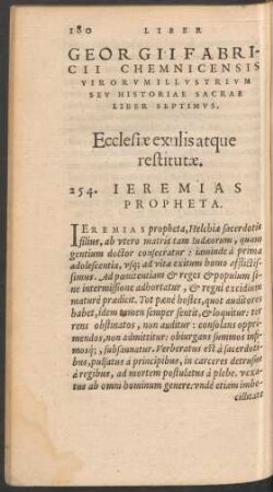 Georgii Fabricii Chemnicensis Virorum Illustrium Seu Historiae Sacrae Liber Septimus. Ecclesiae exulis atque restitutae.