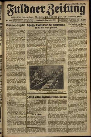 Erste Ausgabe vom Freitag, den 21. Dezember 1934.