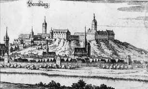 Bernburg, Stadtansicht von Bernburg, nach Merian