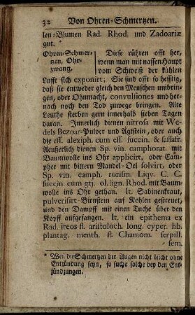 Ohren-Schmertzen, Ohrzwang.