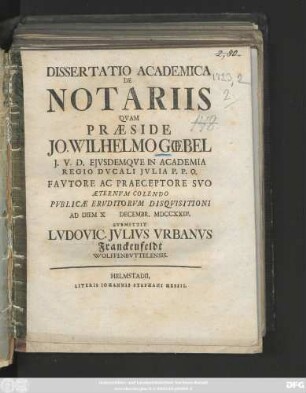 Dissertatio Academica De Notariis