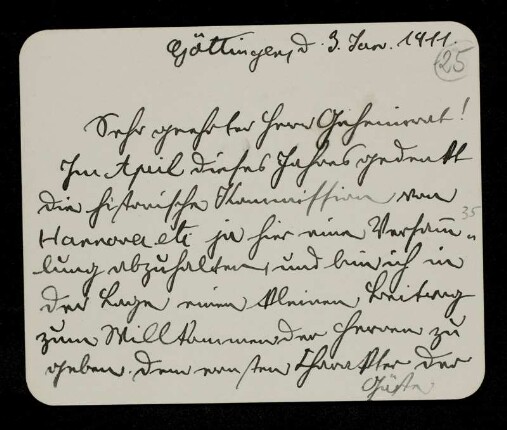 Nr. 25 Brief von Max Lehmann an Edward Schröder. Göttingen, 3.1.1911