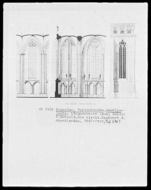 Prenzlau, Marienkirche, Längsschnitt und Chor