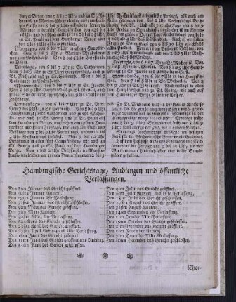 Hamburgische Gerichtstage, Audienen und öffentliche Verlassungen.