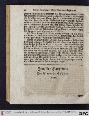 Zwölfter Haupttitul. Von Africanischen Geschichten