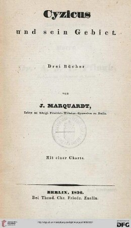 Cyzicus und sein Gebiet : drei Bücher ; mit einer Charte
