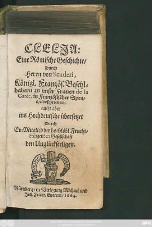 [1]: Clelia : Eine Römische Geschichte