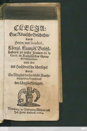 [1]: Clelia : Eine Römische Geschichte