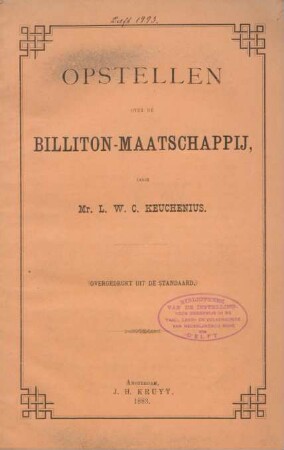 Opstellen over de Billiton-Maatschappij